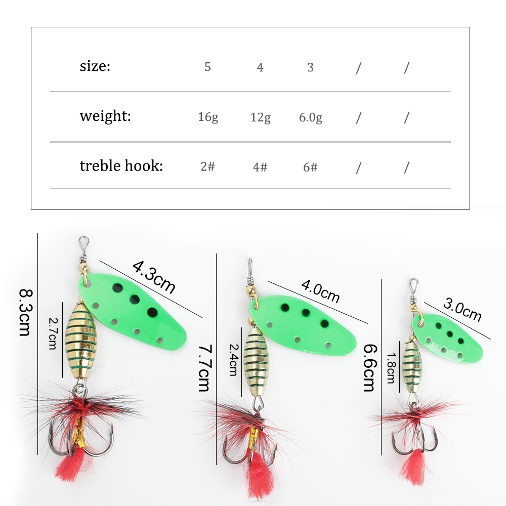 FTK 6g 12g 16g cebo giratorio  - Fishing Hook Treble reseña y precio