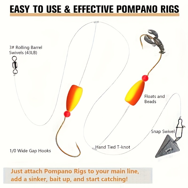 3 uds. Aparejos de Pompano, ap - Fishing Hook Circle reseña y precio