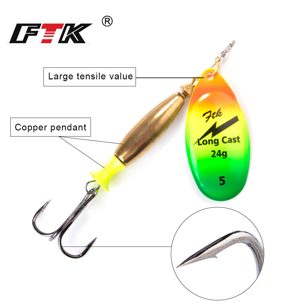 FTK 18g 24g cebo giratorio cuc - Fishing Hook Treble reseña y precio
