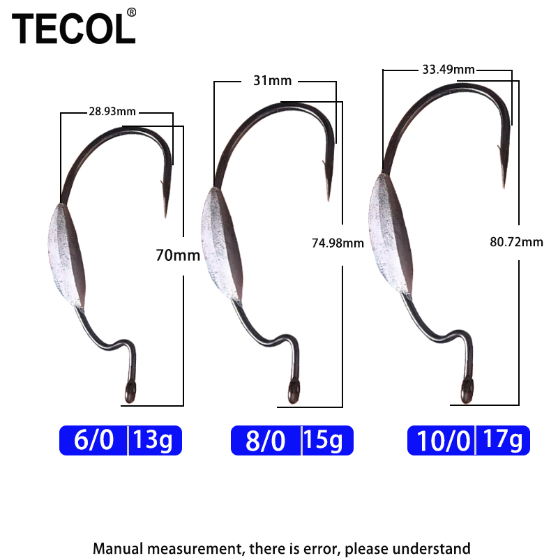 TECOL 3PCS 6/0 8/0 10/0 Anzuel - Fishing Hook Offset reseña y precio